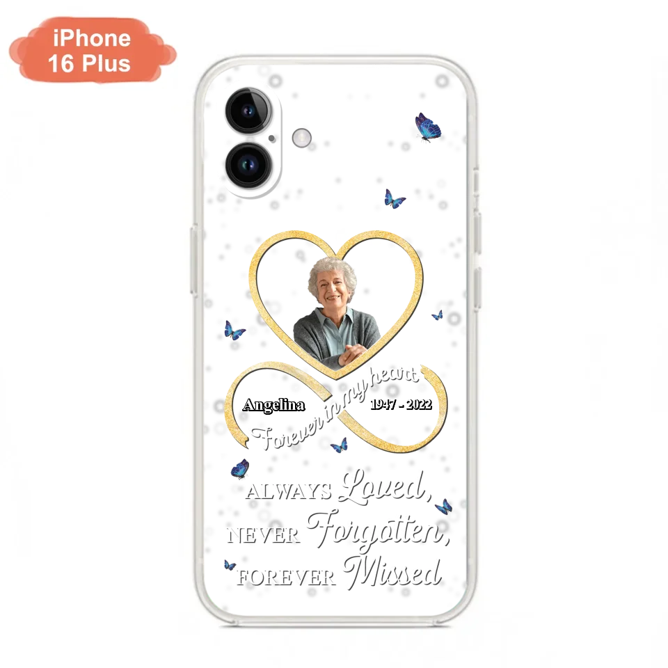 Custom Personalized Memorial Wing Heart Phone Case - Memorial Gift Idea For Family - Case For iPhone/Samsung - Always Loved Never Forgotten Forever Missed