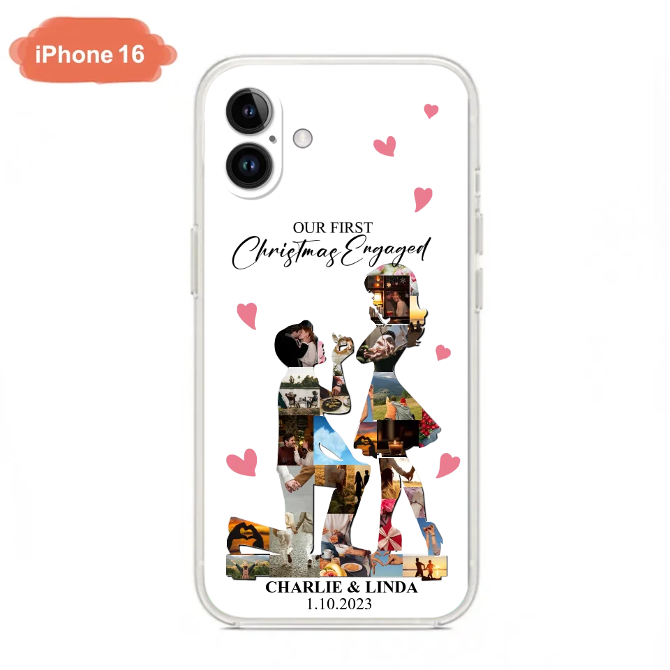 Custom Personalized Couple Photo Phone Case - Gift Idea For Couple/Him/Her - Upload Photo - Case For iPhone/Samsung - Our First Christmas Engaged