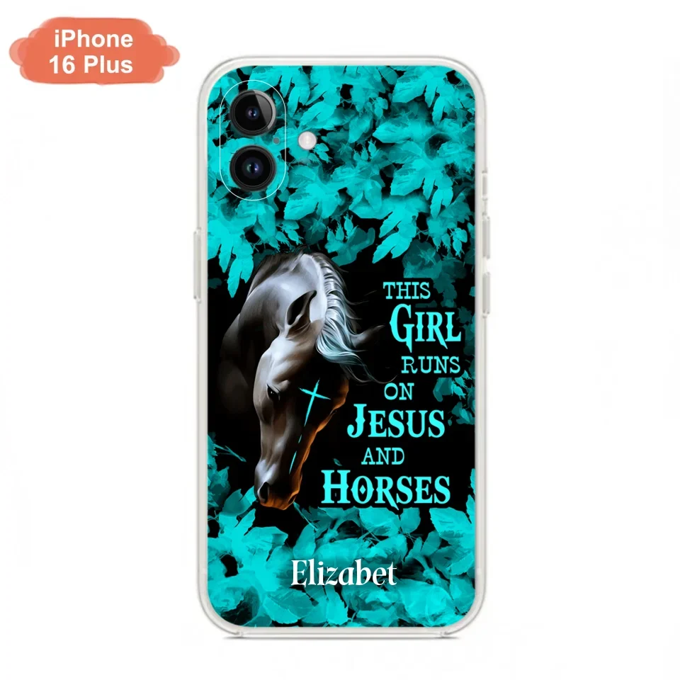 Custom Personalized Horse Girl Phone case - Case For iPhone And Samsung - This Girl Runs On Jesus And Horses
