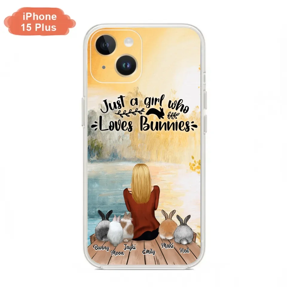 Custom Personalized Rabbit Mom Phone Case - Gifts For Rabbit Lovers With Upto 5 Rabbits - Just A Gril Who Loves Bunnies