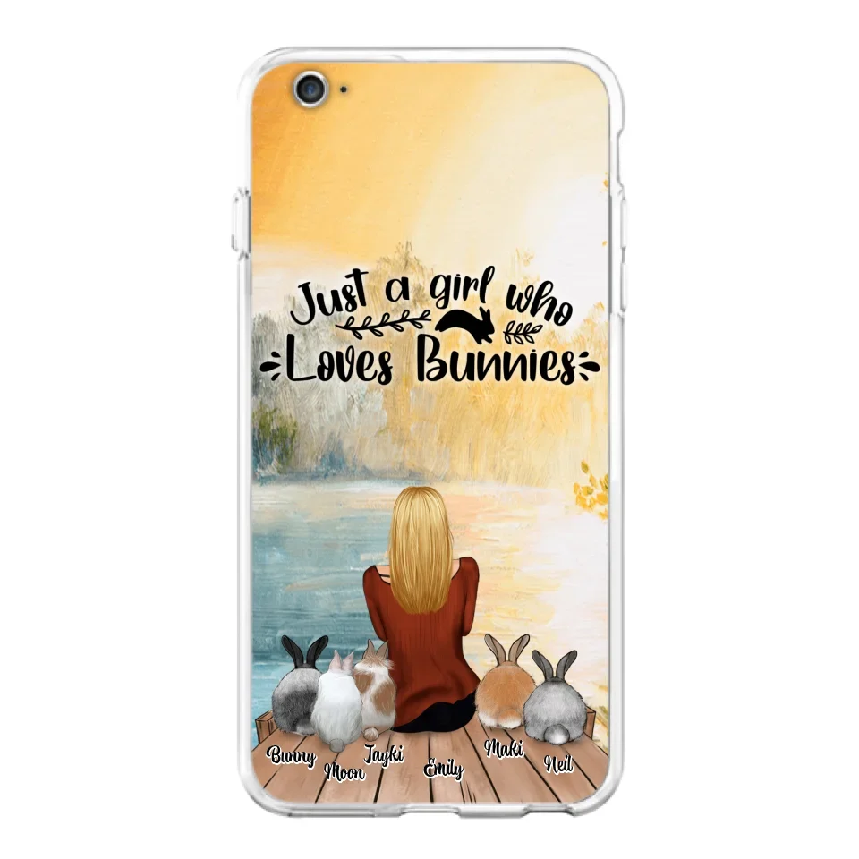 Custom Personalized Rabbit Mom Phone Case - Gifts For Rabbit Lovers With Upto 5 Rabbits - Just A Gril Who Loves Bunnies
