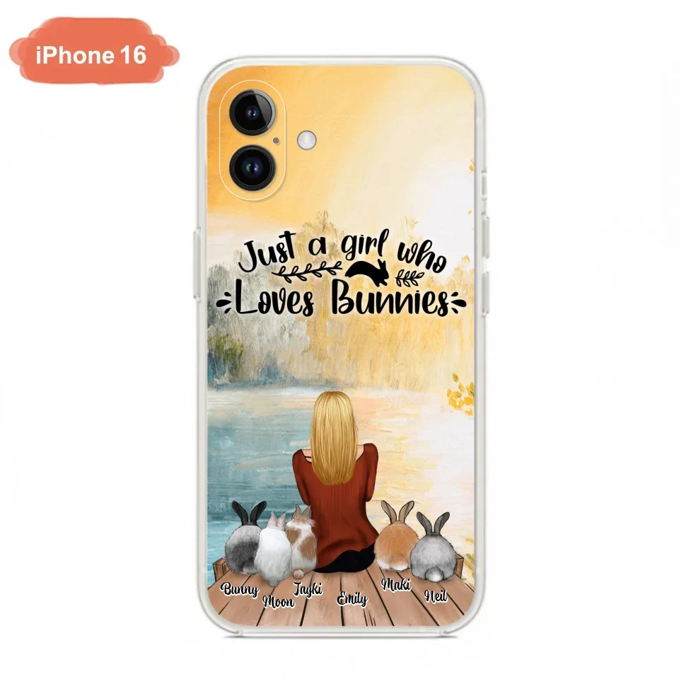 Custom Personalized Rabbit Mom Phone Case - Gifts For Rabbit Lovers With Upto 5 Rabbits - Just A Gril Who Loves Bunnies