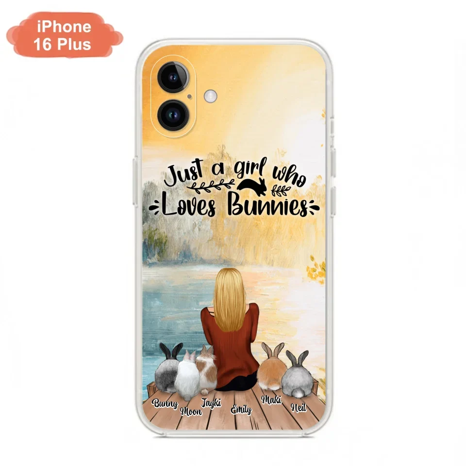 Custom Personalized Rabbit Mom Phone Case - Gifts For Rabbit Lovers With Upto 5 Rabbits - Just A Gril Who Loves Bunnies