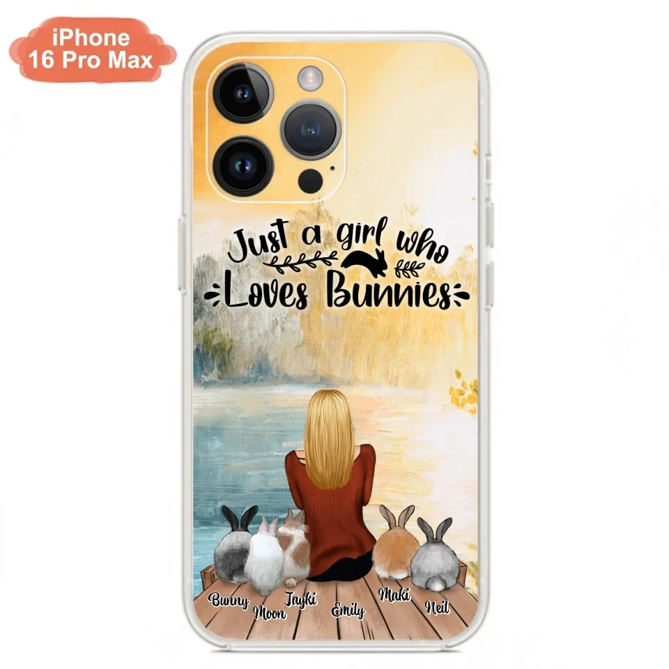 Custom Personalized Rabbit Mom Phone Case - Gifts For Rabbit Lovers With Upto 5 Rabbits - Just A Gril Who Loves Bunnies