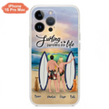 Custom Personalized Surfing Phone Case - Couple And 2 Pets - Phone Case For iPhone and Samsung - Surfing Partners For Life - CCS180