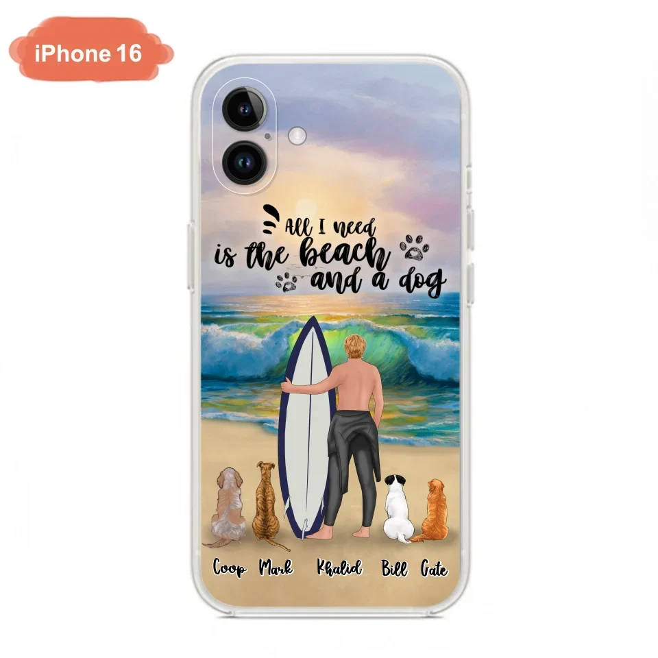 Custom Personalized Surfing Phone Case - Woman/Man With Upto 4 Pets  - Phone Case For iPhone and Samsung - To the Ocean I go - CCS180