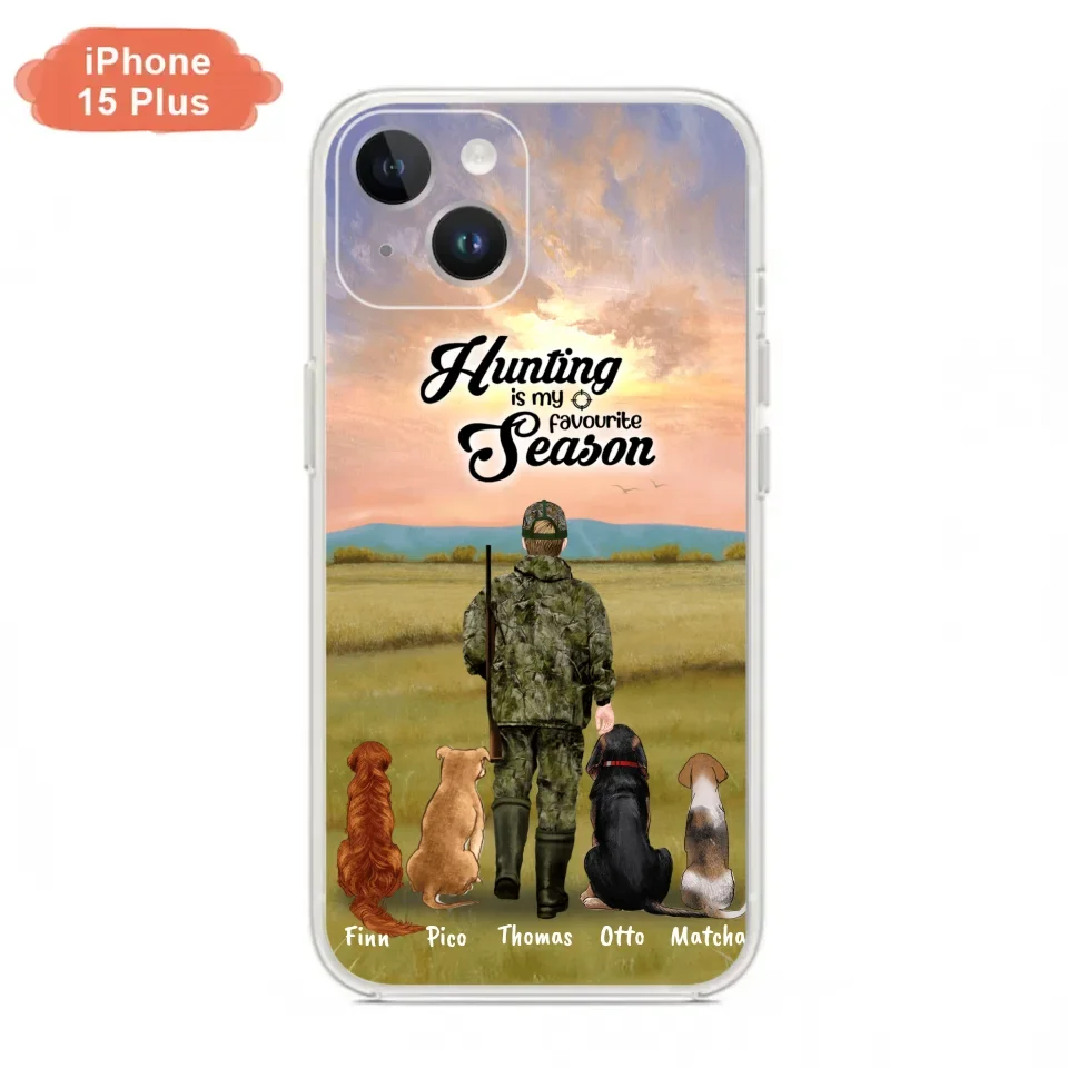 Personalized Hunting Phone Case - Man/Woman With Upto 4 Dogs - Phone Case For iPhone And Samsung - 4168OK