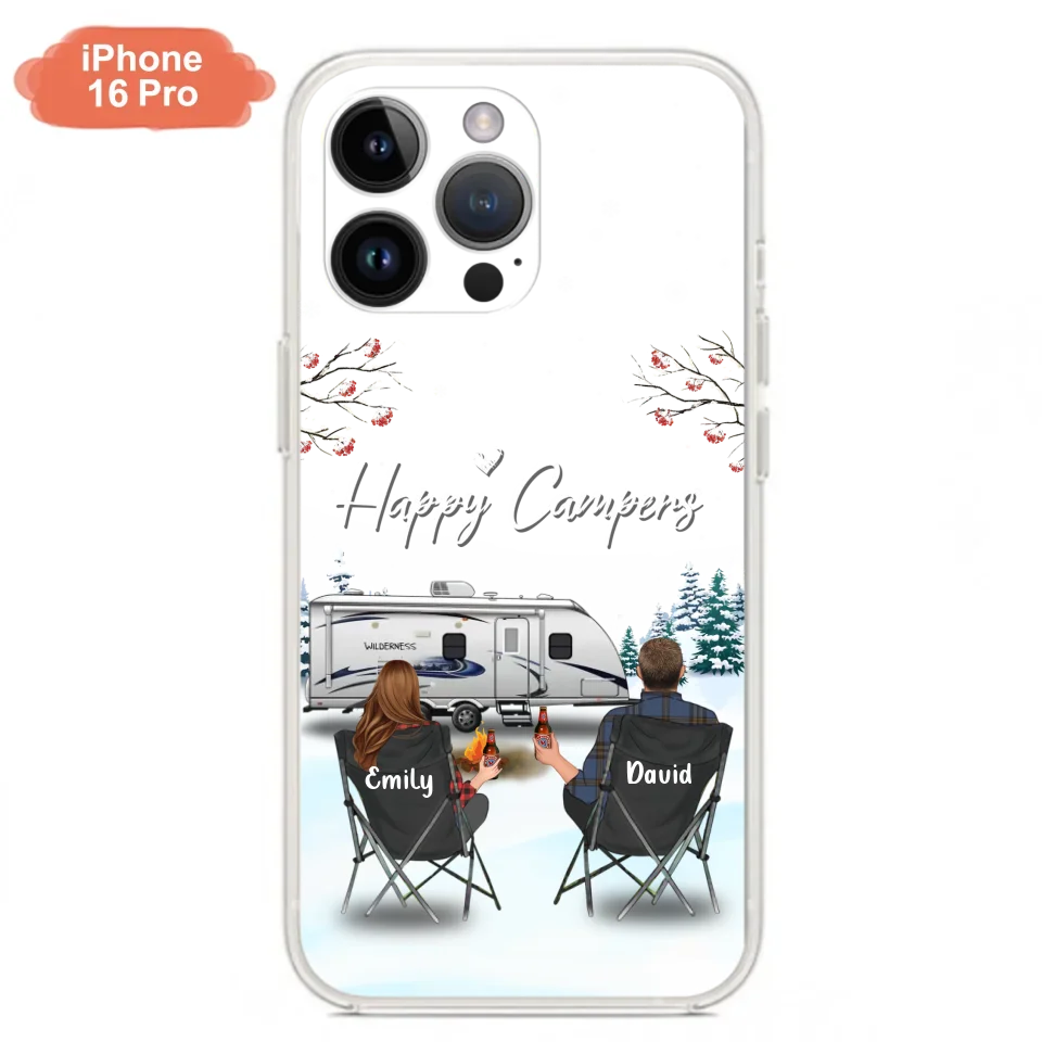 Personalized Camping Phone Case - Gift Idea For Camping Lover/Couple/Family/Friends - Happy Campers - Case For iPhone/Samsung
