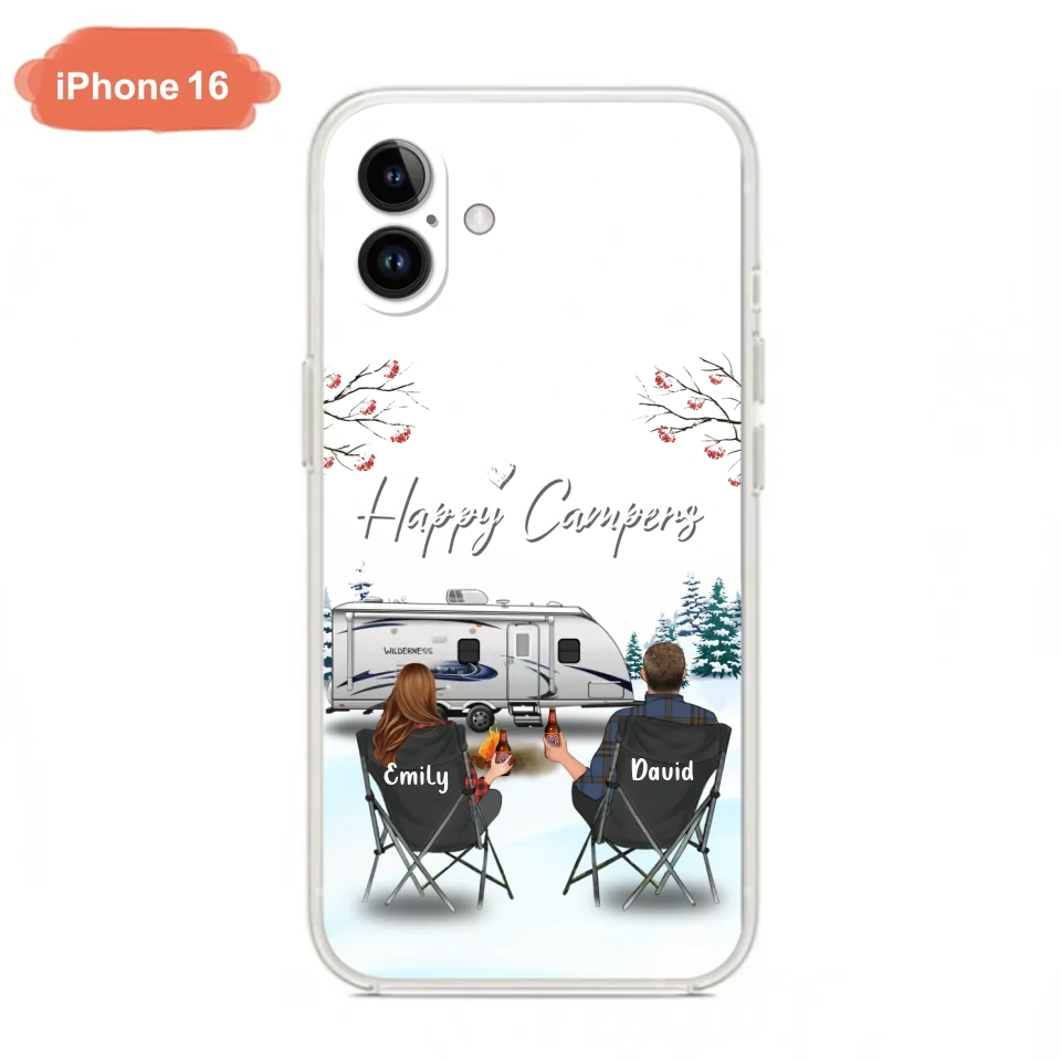 Personalized Camping Phone Case - Gift Idea For Camping Lover/Couple/Family/Friends - Happy Campers - Case For iPhone/Samsung