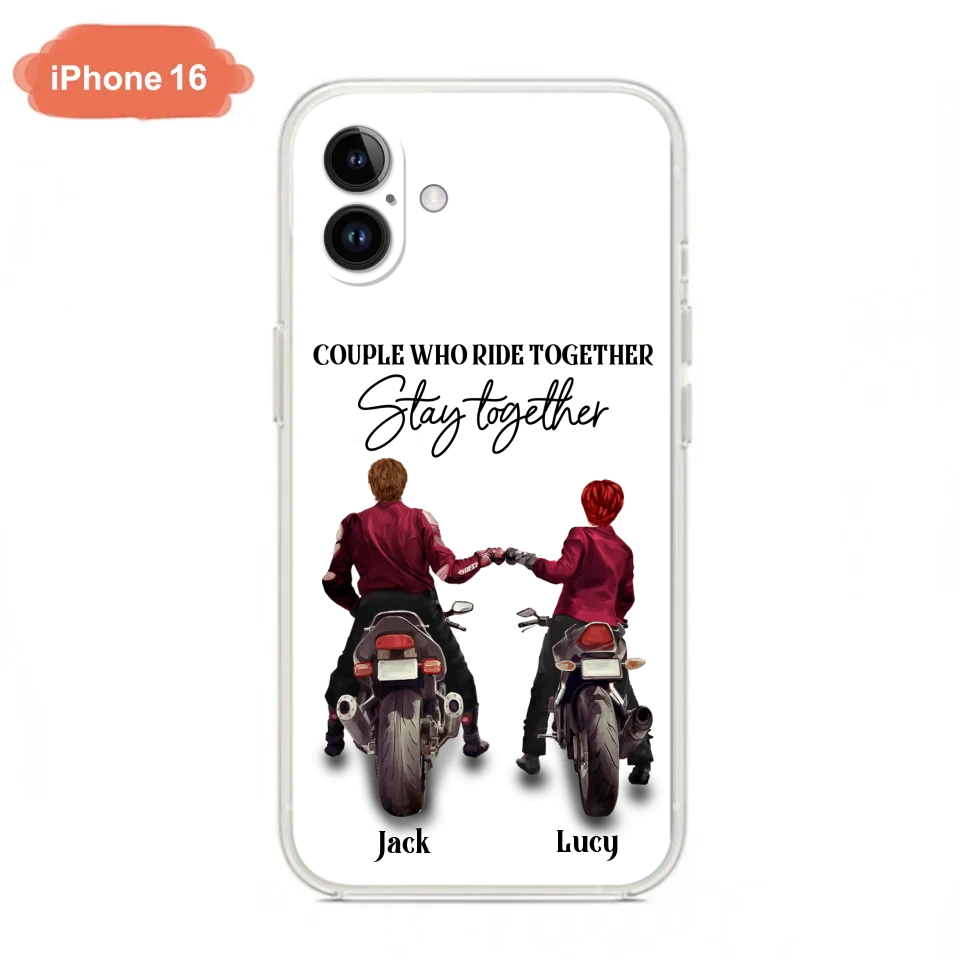 Personalized Riding Couple Phone Case - Gift Idea For Couple/Valentines Day/Her/Him - Couple Who Ride Together Stay Together - Case For Iphone/Samsung