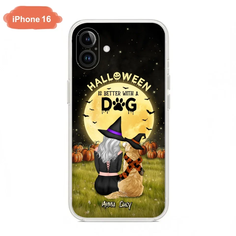 Custom Personalized Halloween Phone Case for iPhone/ Samsung - Gift Idea For Dog Owner with up to 4 Dogs - Halloween Is Better With A Dog