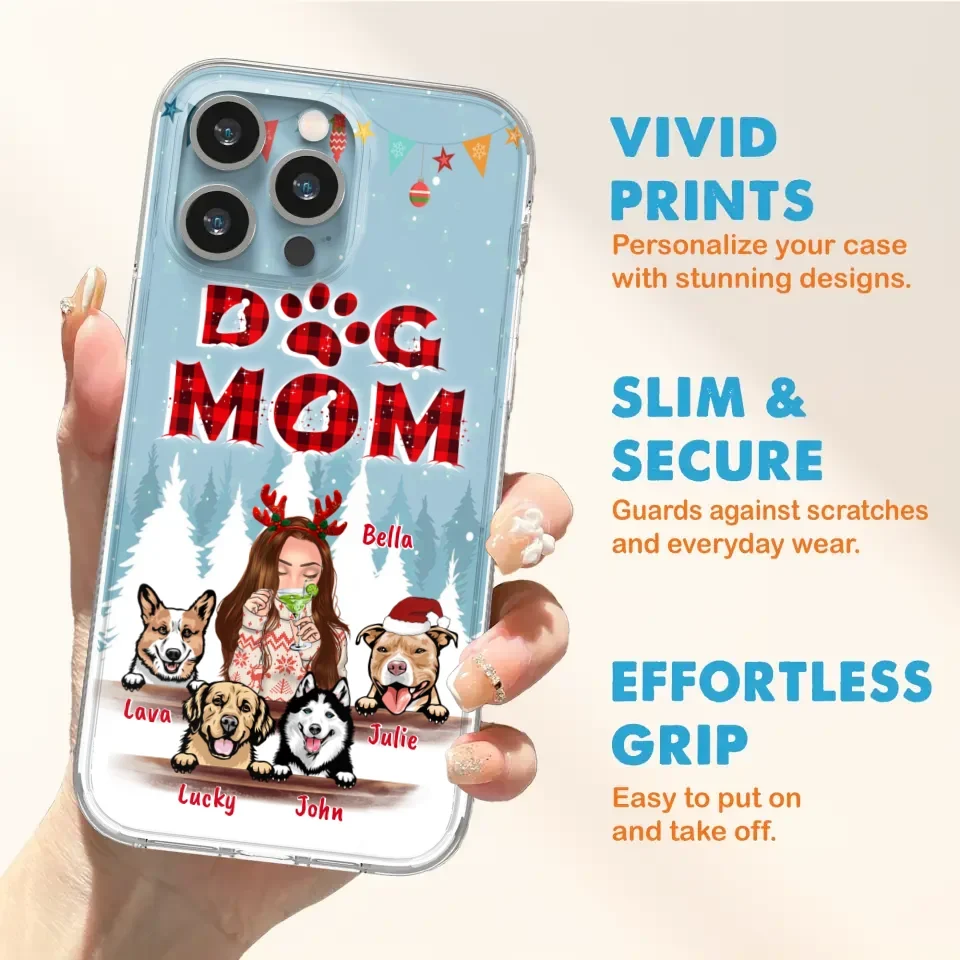 Custom Personalized Pet Mom Xmas Phone Case - Upto 4 Pets - Best Gift For Dog/Cat Lover - Case For Iphone/Samsung - 2T7CRT