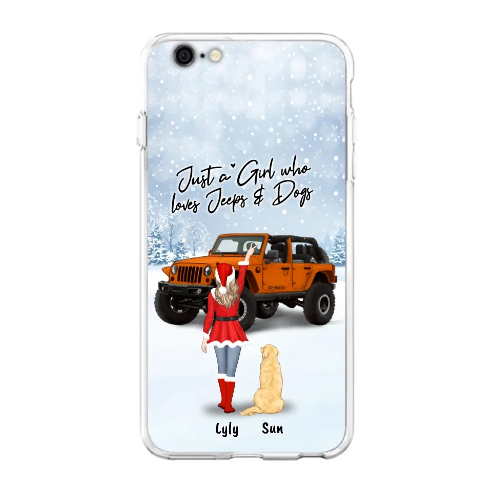 Custom Personalized Christmas Off-road Girl Phone Case - Girl With Upto 4 Pets - Christmas Gift For Dog/ Cat Lover - Just A Girl - Case For iPhone And Samsung