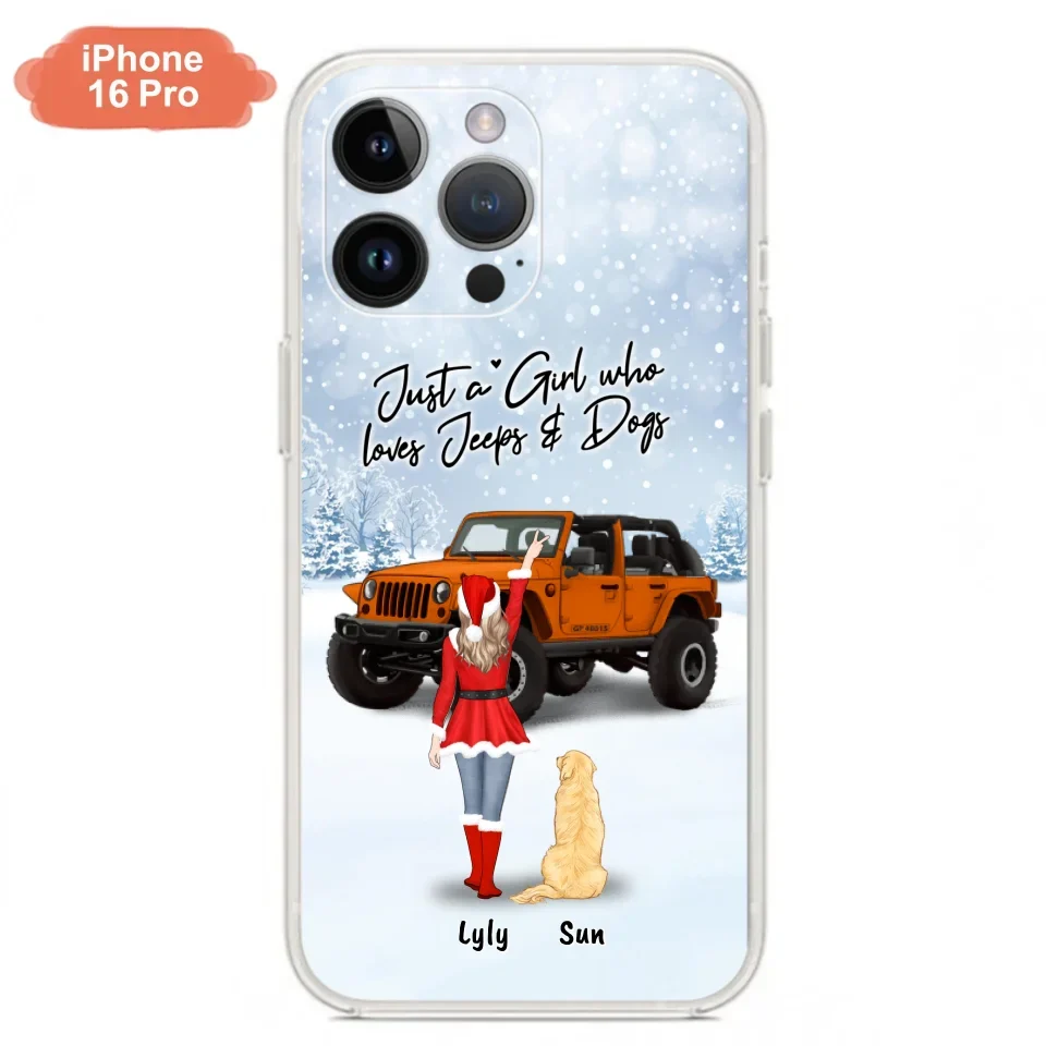 Custom Personalized Christmas Off-road Girl Phone Case - Girl With Upto 4 Pets - Christmas Gift For Dog/ Cat Lover - Just A Girl - Case For iPhone And Samsung