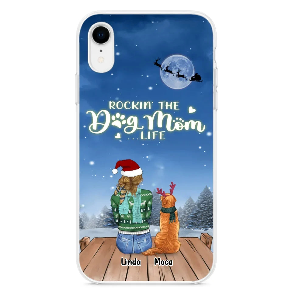 Personalized Christmas Dog Mom Phone Case - Up to 5 Dogs - Gift Idea For Dog Lover/Dog Mom - Rockin' The Dog Mom Life - Case For iPhone And Samsung