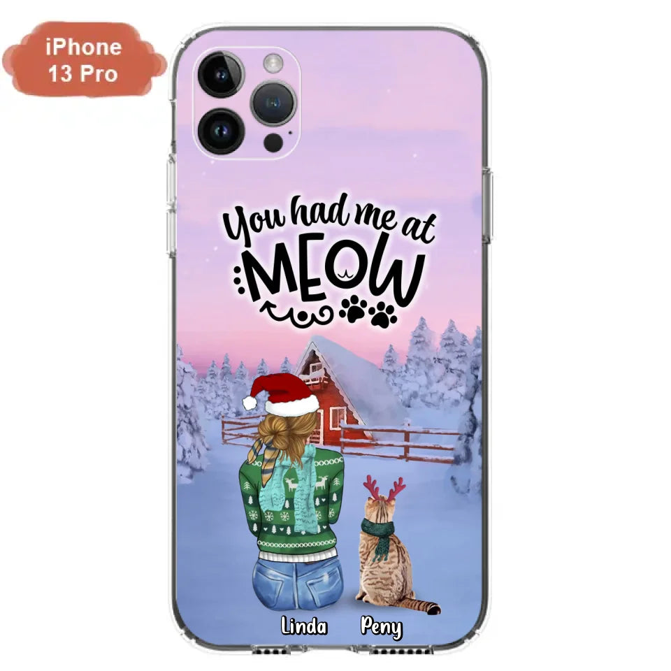 Personalized Christmas Cat Mom Phone Case - Up to 5 Cats - Christmas Gift Idea For Cat Lover - You Had Me At Meow - Case For iPhone And Samsung