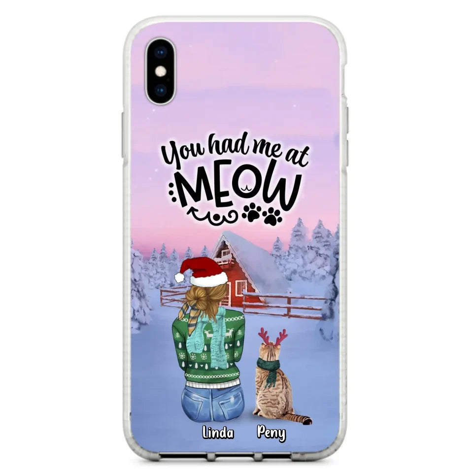 Personalized Christmas Cat Mom Phone Case - Up to 5 Cats - Christmas Gift Idea For Cat Lover - You Had Me At Meow - Case For iPhone And Samsung
