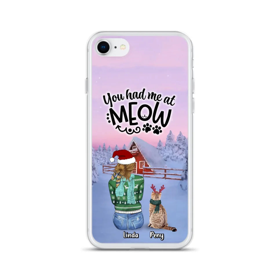 Personalized Christmas Cat Mom Phone Case - Up to 5 Cats - Christmas Gift Idea For Cat Lover - You Had Me At Meow - Case For iPhone And Samsung