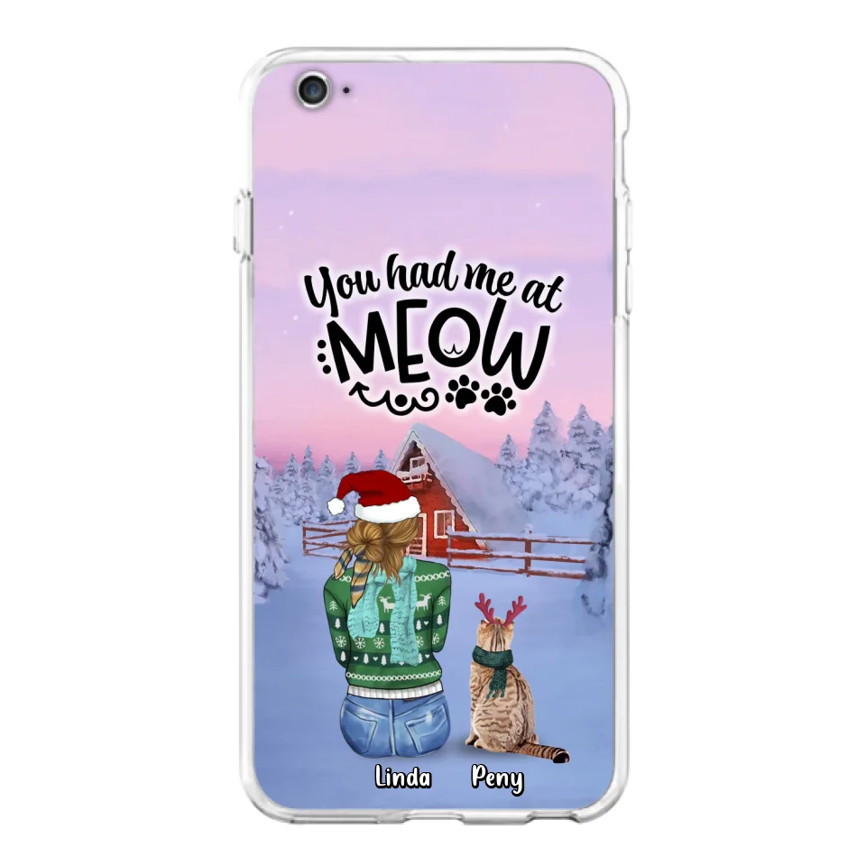 Personalized Christmas Cat Mom Phone Case - Up to 5 Cats - Christmas Gift Idea For Cat Lover - You Had Me At Meow - Case For iPhone And Samsung