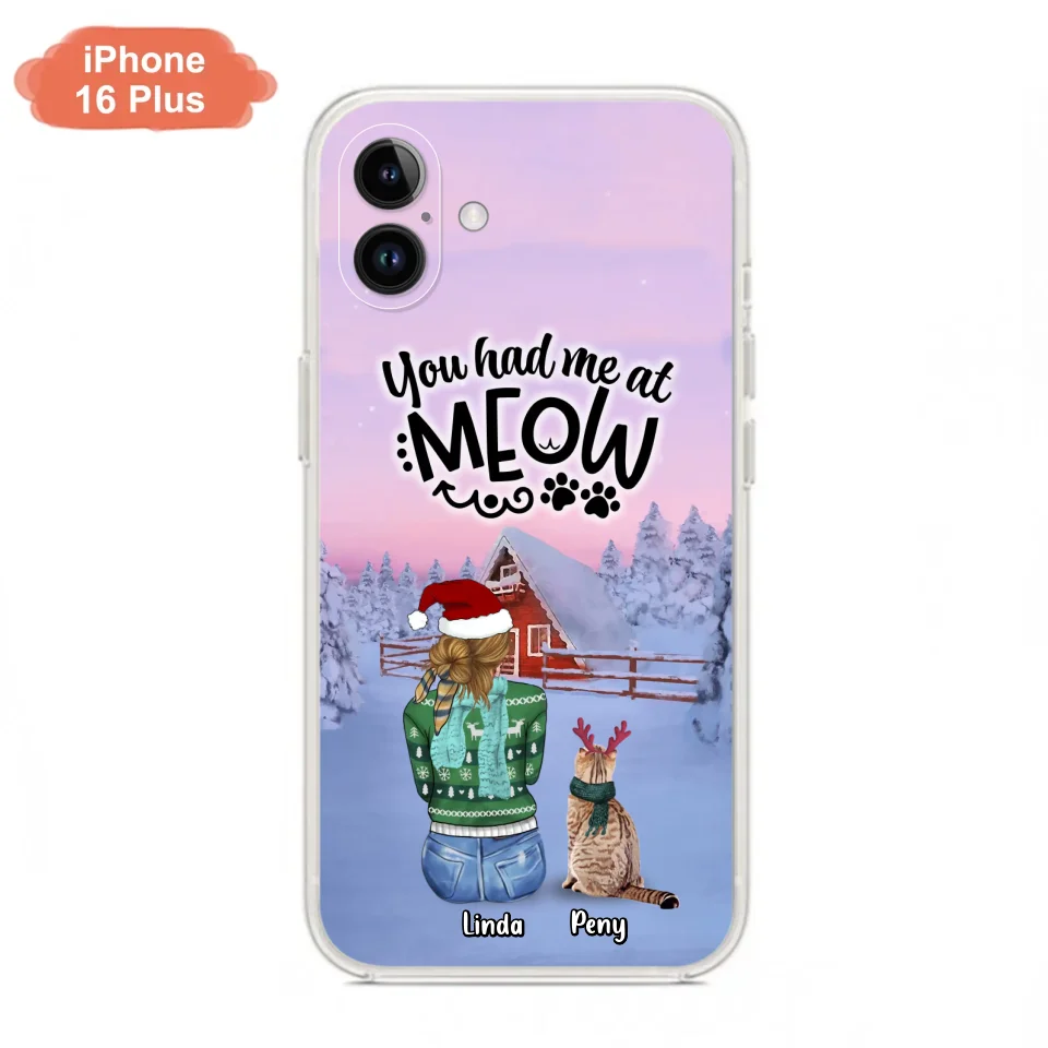 Personalized Christmas Cat Mom Phone Case - Up to 5 Cats - Christmas Gift Idea For Cat Lover - You Had Me At Meow - Case For iPhone And Samsung