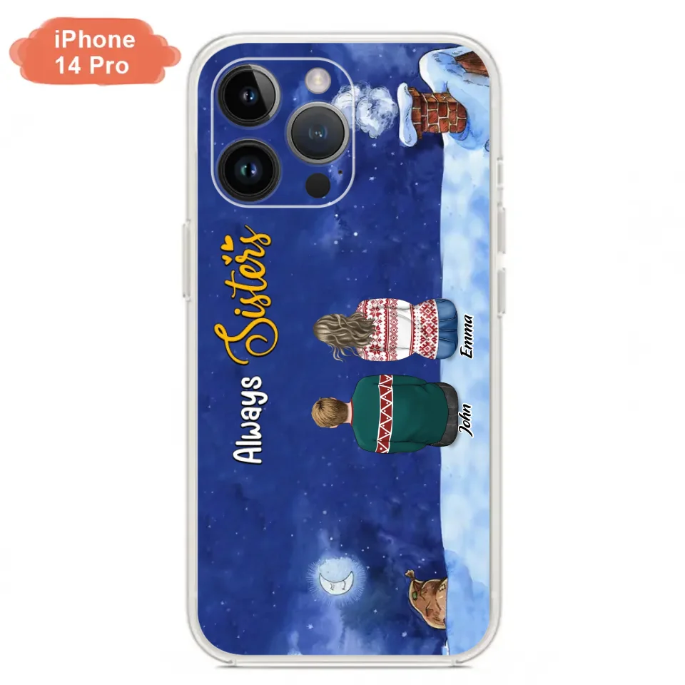 Personalized Christmas Brother & Sister Phone Case - Christmas Gift Idea For Siblings - Up to 12 People - Always Sisters - Case For iPhone And Samsung
