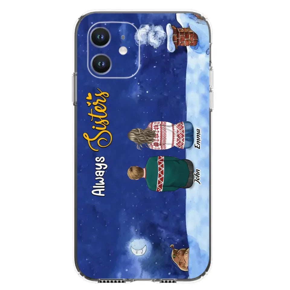 Personalized Christmas Brother & Sister Phone Case - Christmas Gift Idea For Siblings - Up to 12 People - Always Sisters - Case For iPhone And Samsung