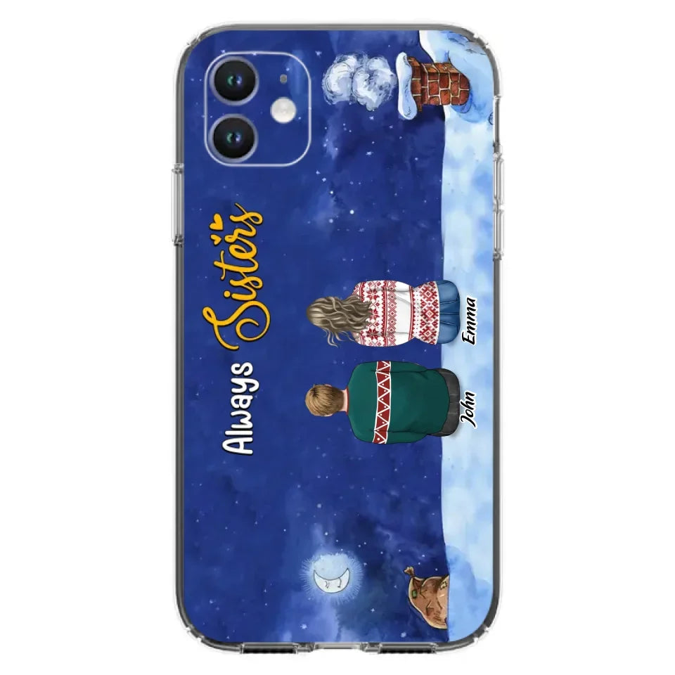 Personalized Christmas Brother & Sister Phone Case - Christmas Gift Idea For Siblings - Up to 12 People - Always Sisters - Case For iPhone And Samsung