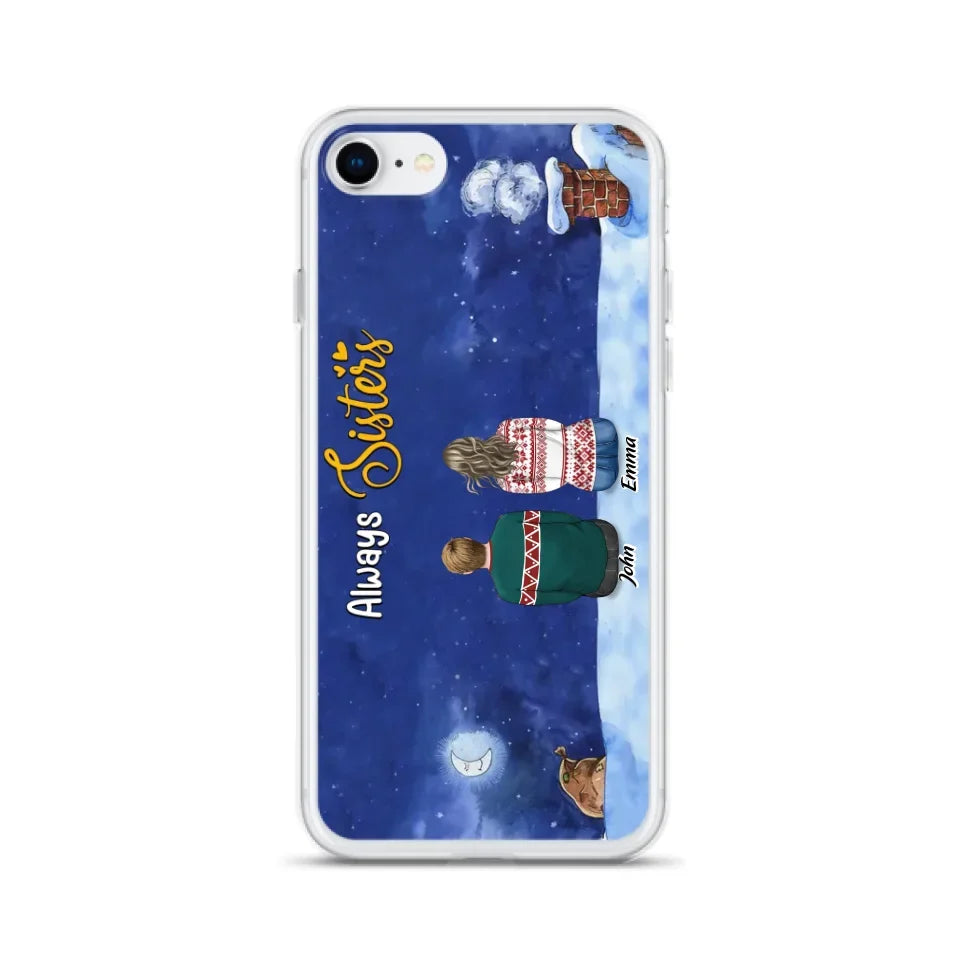 Personalized Christmas Brother & Sister Phone Case - Christmas Gift Idea For Siblings - Up to 12 People - Always Sisters - Case For iPhone And Samsung