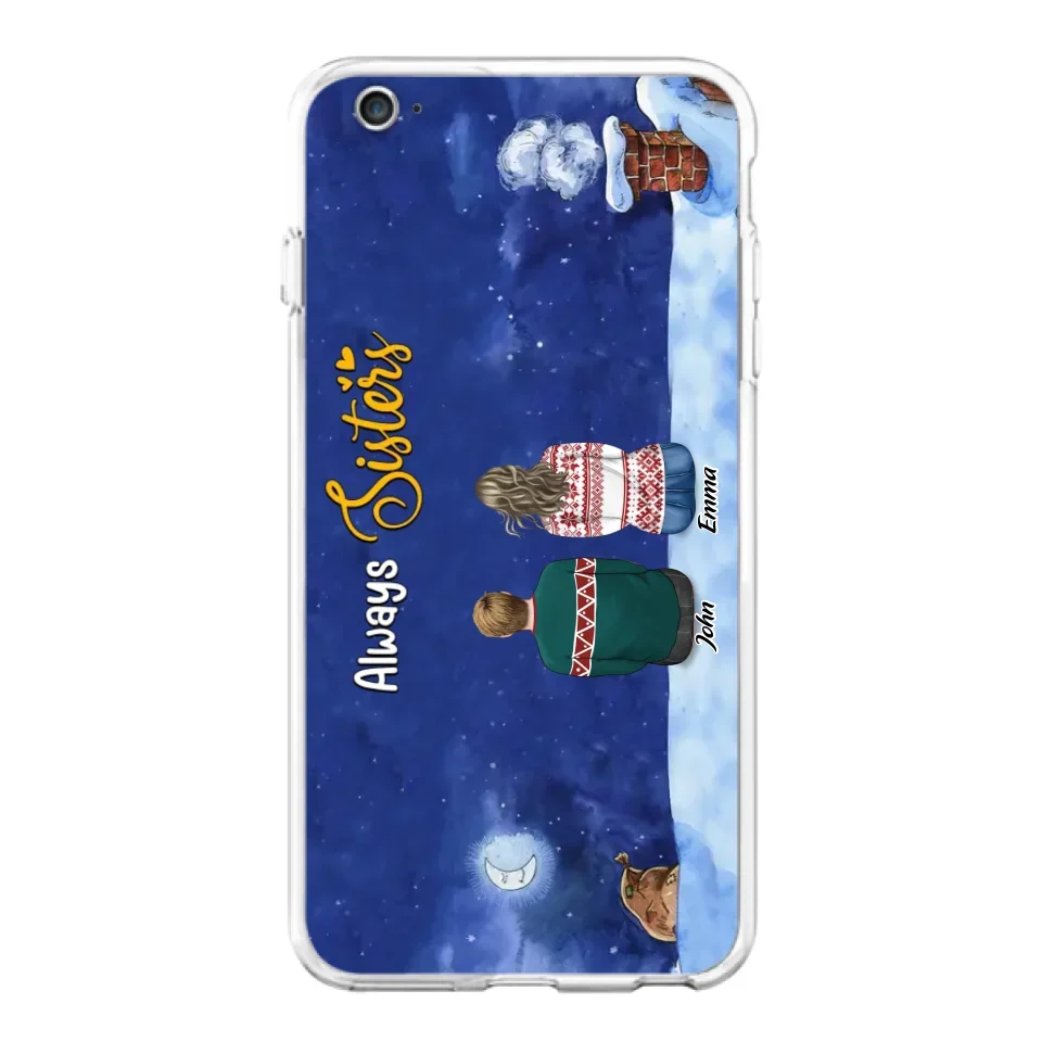 Personalized Christmas Brother & Sister Phone Case - Christmas Gift Idea For Siblings - Up to 12 People - Always Sisters - Case For iPhone And Samsung