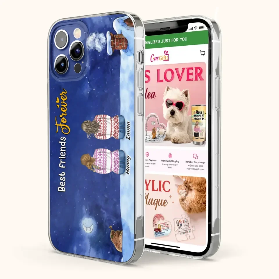 Personalized Christmas Sisters Phone Case - Christmas Gift Idea For Friends/Sisters - Up to 12 People - Best Friends Forever - Case For iPhone And Samsung