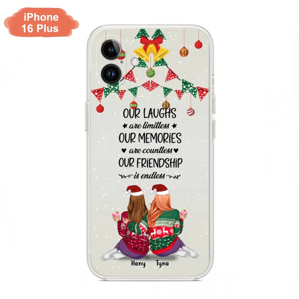 Custom Personalized Christmas Friends Phone Case - Gift Idea For Best Friends With Up To 5 Girls - Our Laughs Are Limitless - Cases For iPhone And Samsung