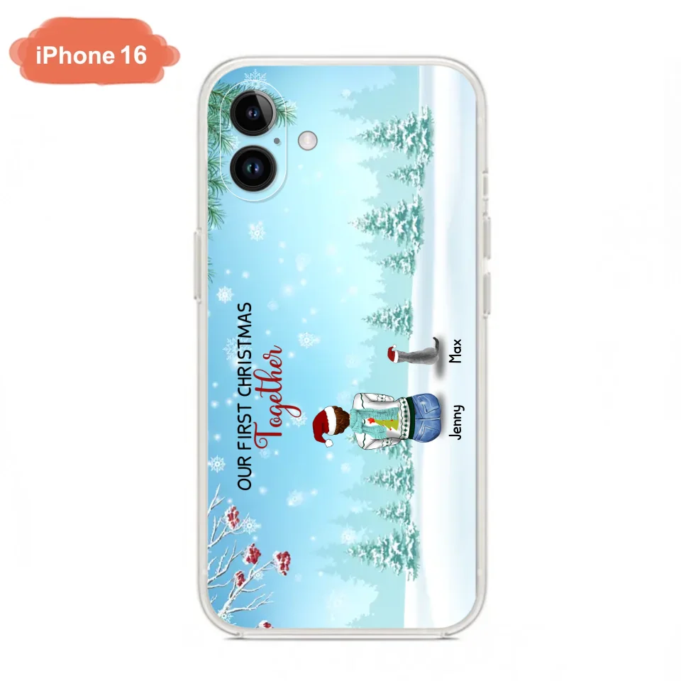 Custom Personalized Christmas Family Phone Case - Best Gift Idea For Christmas/Family With Up To 3 Kids & 3 Pets - Our First Christmas Together - Cases For iPhone & Samsung