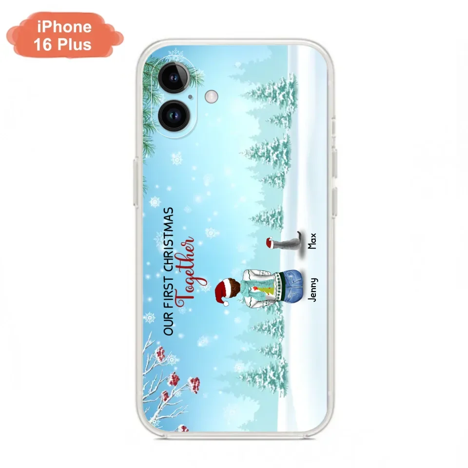 Custom Personalized Christmas Family Phone Case - Best Gift Idea For Christmas/Family With Up To 3 Kids & 3 Pets - Our First Christmas Together - Cases For iPhone & Samsung