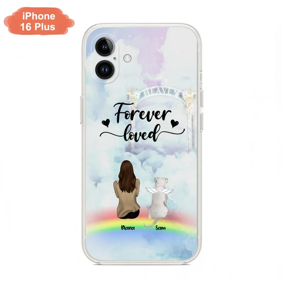 Custom Personalized Memorial Pets Phone Case - Man/Woman With Upto 4 Pets - Memorial Gift For Dog Lovers/Cat Lovers - Forever Loved - For iPhone And Samsung Phone Case - AXSIO5
