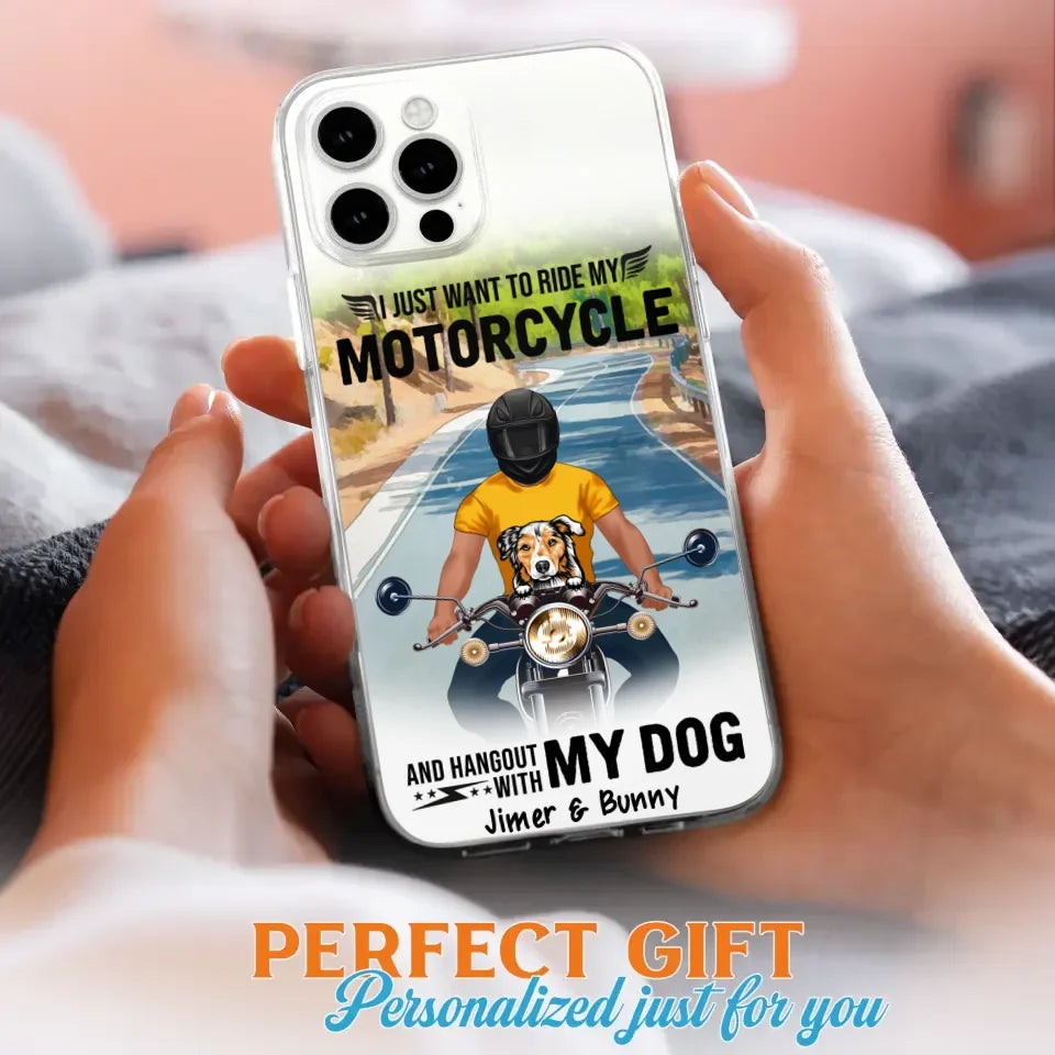 Custom Personalized Dog With Biker Phone Case - Upto 3 Dogs - Gifts For Dog Lover - Hangout With My Dog - Phone Case For iPhone And Samsung