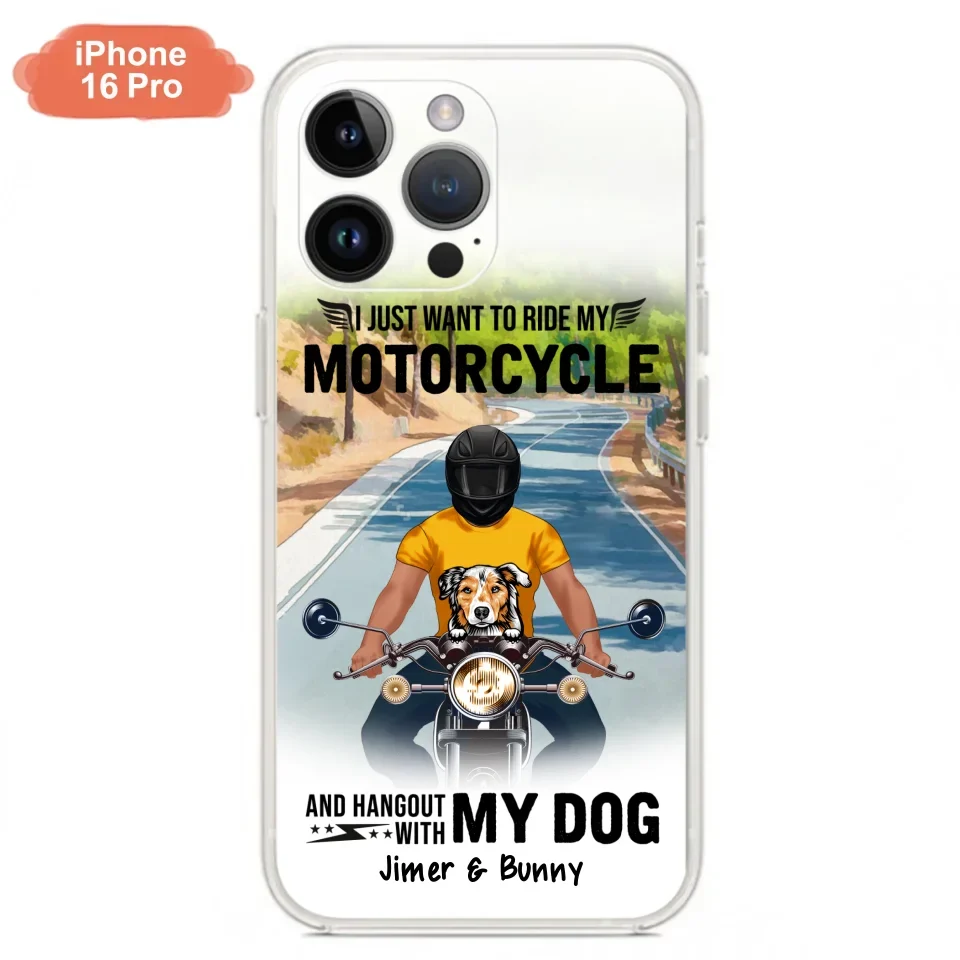 Custom Personalized Dog With Biker Phone Case - Upto 3 Dogs - Gifts For Dog Lover - Hangout With My Dog - Phone Case For iPhone And Samsung