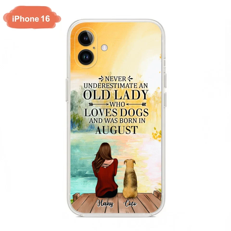 Custom Personalized Old Lady And Dog Phone Case - Woman With Upto 5 Dogs - Best Gift For Dog Lover - Case For iPhone And Samsung
