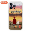 Custom Personalized Hiking Phone Case - Man/ Woman/ Couple With Upto 4 Pets - Gift For Cat/ Dog Lover - Happiness Is Hiking With Fur Babies - Case For iPhone And Samsung