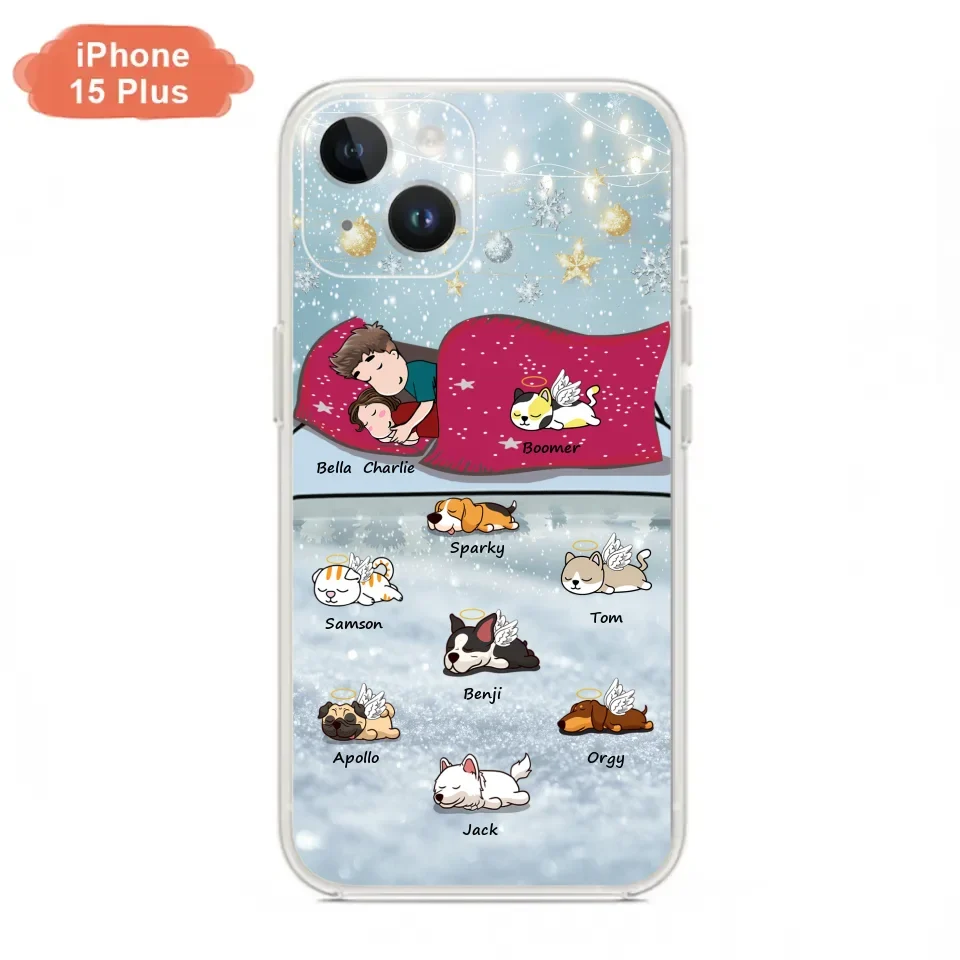 Custom Personalized Couple With Pet Phone Case - Upto 8 Pets - Best Gift For Dog/ Cat Lover - Case For Iphone And Samsung