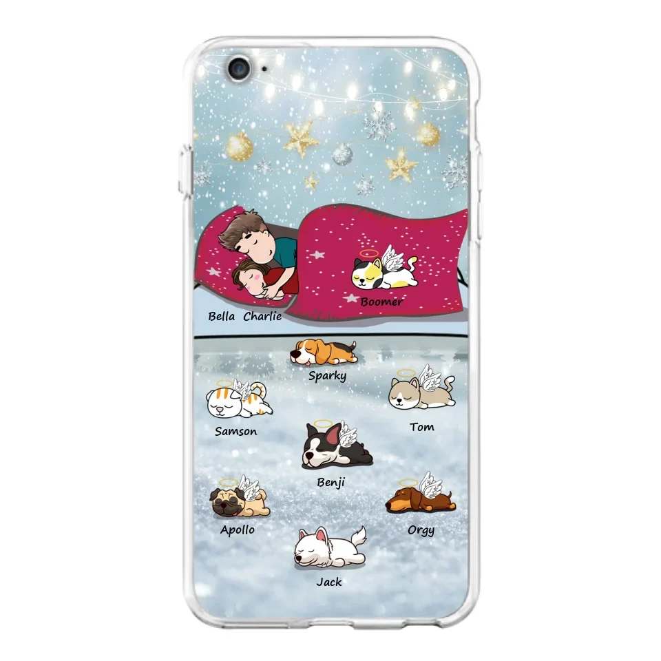 Custom Personalized Couple With Pet Phone Case - Upto 8 Pets - Best Gift For Dog/ Cat Lover - Case For Iphone And Samsung