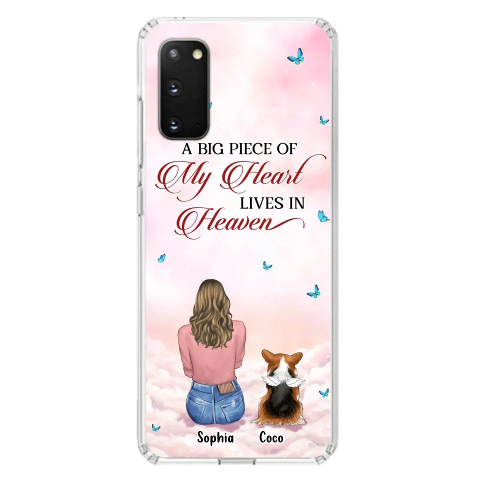 Custom Personalized Memorial Pet Phone Case - Upto 4 Pets - Memorial Gift Idea For Dog/Cat Lover -   A Big Piece Of My Heart Lives In Heaven - Case For iPhone And Samsung