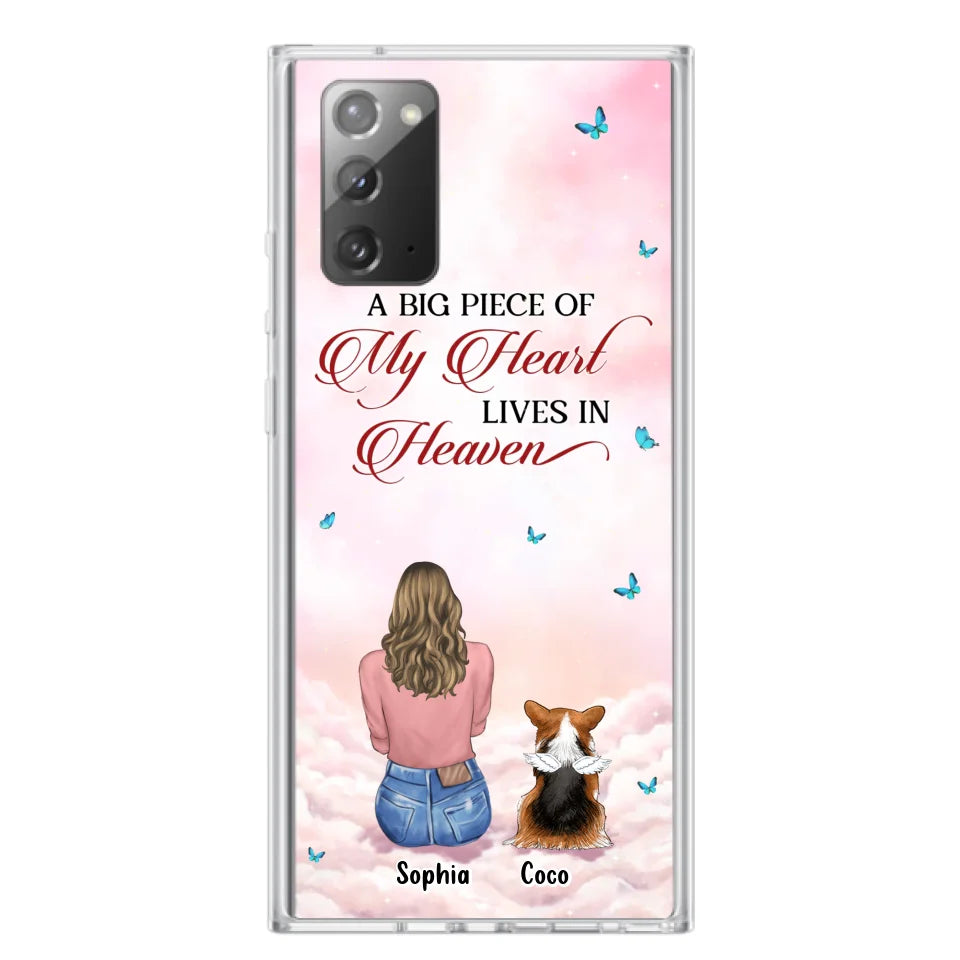 Custom Personalized Memorial Pet Phone Case - Upto 4 Pets - Memorial Gift Idea For Dog/Cat Lover -   A Big Piece Of My Heart Lives In Heaven - Case For iPhone And Samsung