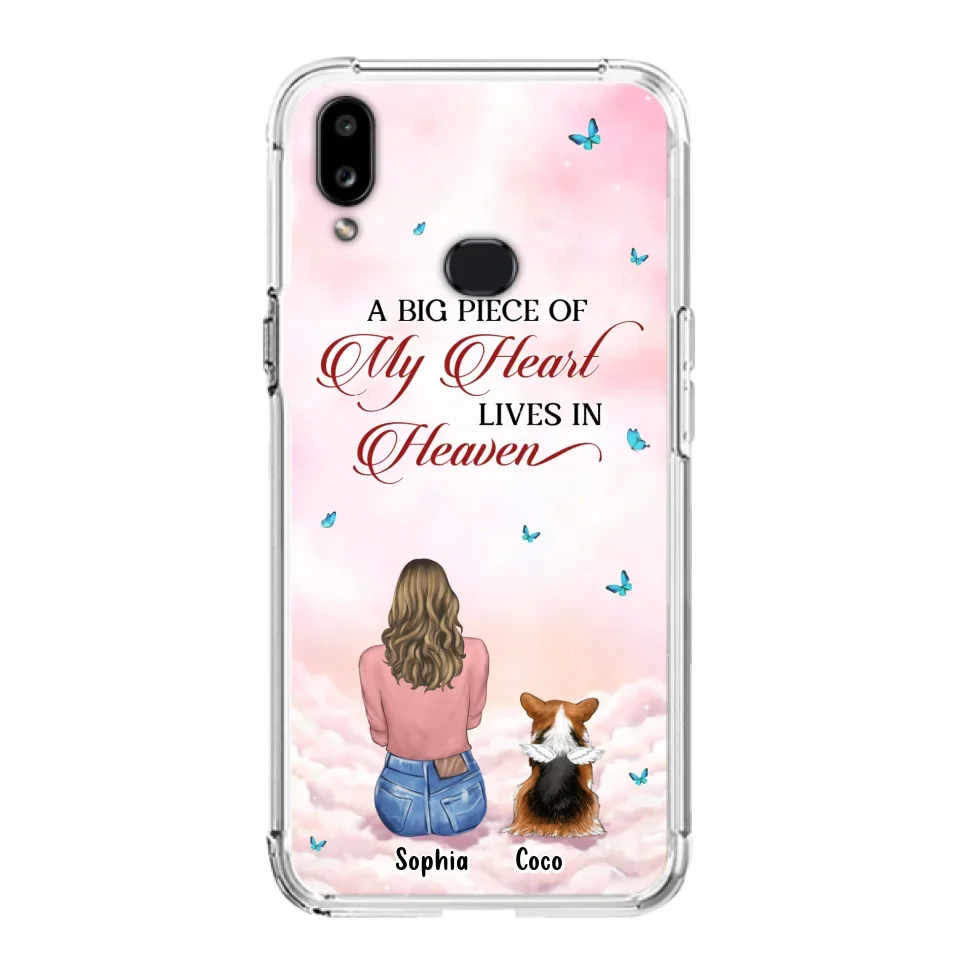 Custom Personalized Memorial Pet Phone Case - Upto 4 Pets - Memorial Gift Idea For Dog/Cat Lover -   A Big Piece Of My Heart Lives In Heaven - Case For iPhone And Samsung