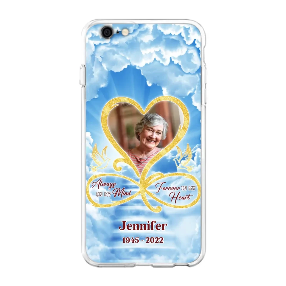 Custom Personalized Memorial Photo Phone Case - Memorial Gift Idea For Mother's Day/Father's Day - Always On My Mind Forever In My Heart - Case for iPhone/Samsung