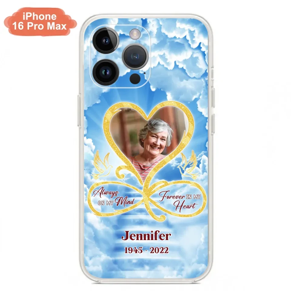 Custom Personalized Memorial Photo Phone Case - Memorial Gift Idea For Mother's Day/Father's Day - Always On My Mind Forever In My Heart - Case for iPhone/Samsung