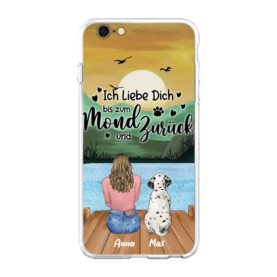 Custom Personalized Dog Mom Phone Case - Gifts For Dog Lover/ Mother's Day With Upto 5 Dogs - Ich Liebe Dich Bis Zum Mond Und Zurück - Case For iPhone And Samsung