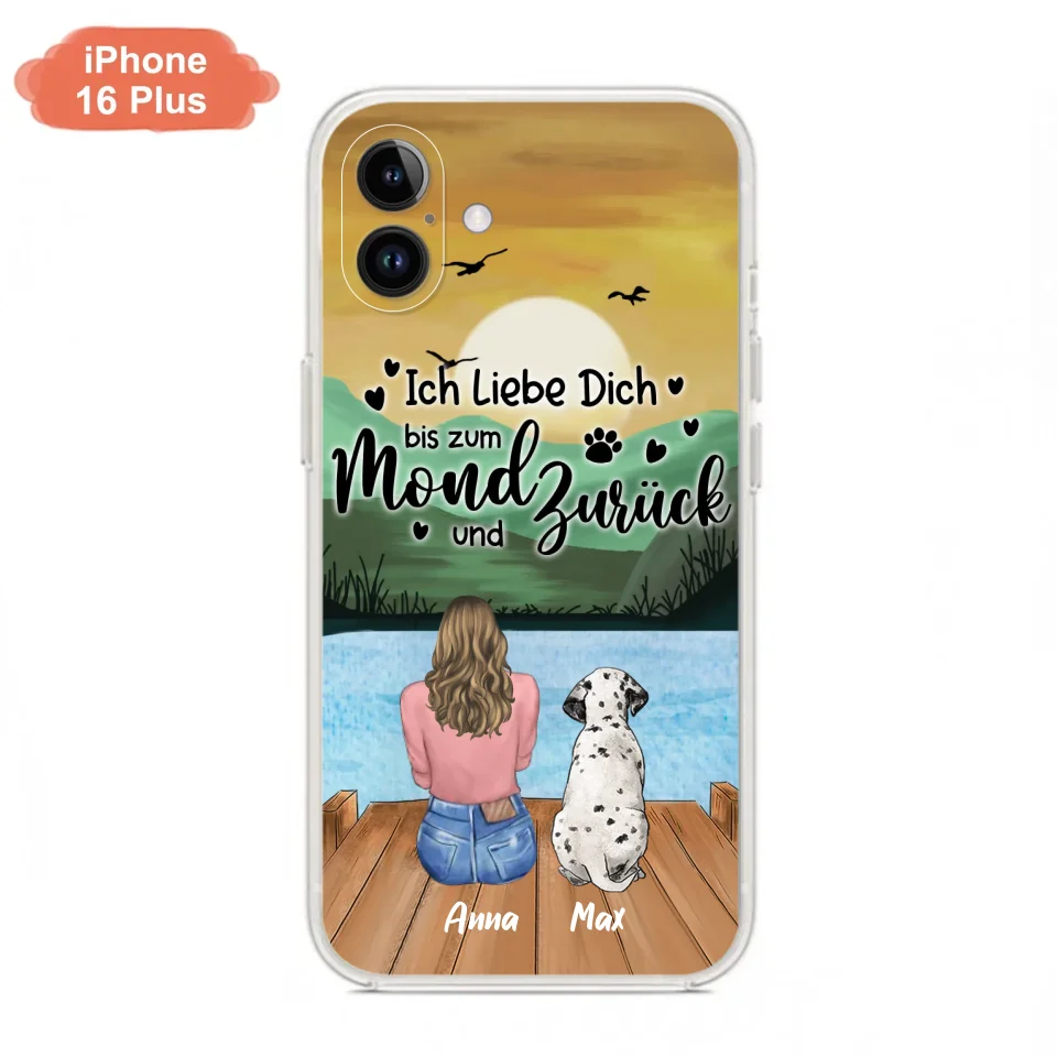 Custom Personalized Dog Mom Phone Case - Gifts For Dog Lover/ Mother's Day With Upto 5 Dogs - Ich Liebe Dich Bis Zum Mond Und Zurück - Case For iPhone And Samsung