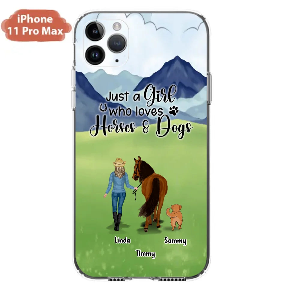 Personalized Horse & Dog Phone Case - Gift Idea For Horse/Dog Lovers With Up To 2 Horses And 4 Dogs - Just A Girl Who Loves Horses & Dogs - Cases For iPhone & Samsung