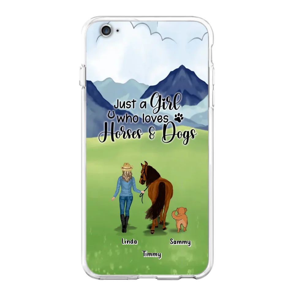 Personalized Horse & Dog Phone Case - Gift Idea For Horse/Dog Lovers With Up To 2 Horses And 4 Dogs - Just A Girl Who Loves Horses & Dogs - Cases For iPhone & Samsung