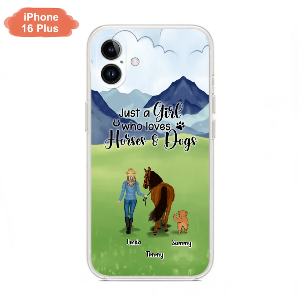 Personalized Horse & Dog Phone Case - Gift Idea For Horse/Dog Lovers With Up To 2 Horses And 4 Dogs - Just A Girl Who Loves Horses & Dogs - Cases For iPhone & Samsung